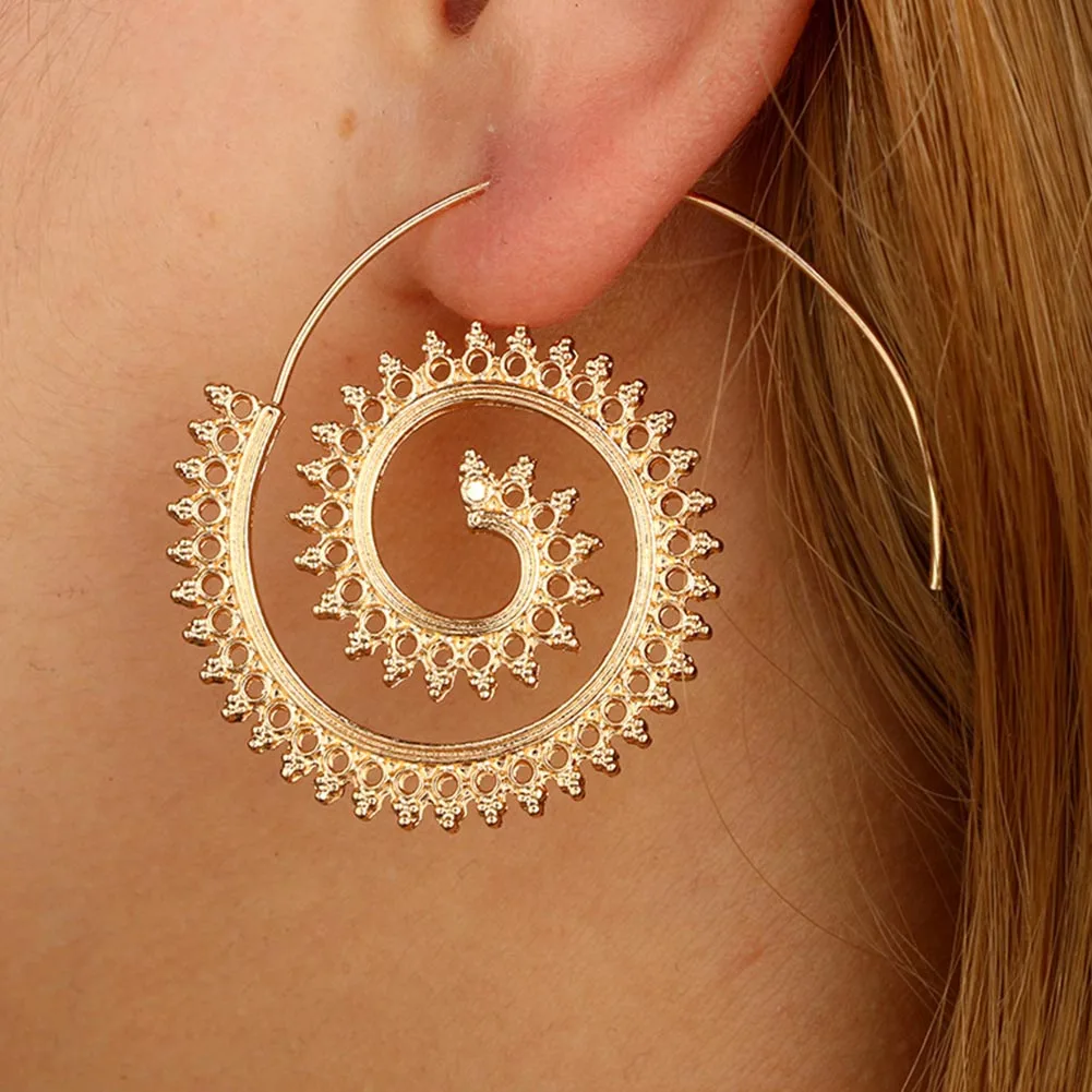 

zheFanku 1 Pair Fashion Romantic spiral stud Earring Ear Stud Earrings for women Statement Jewelry
