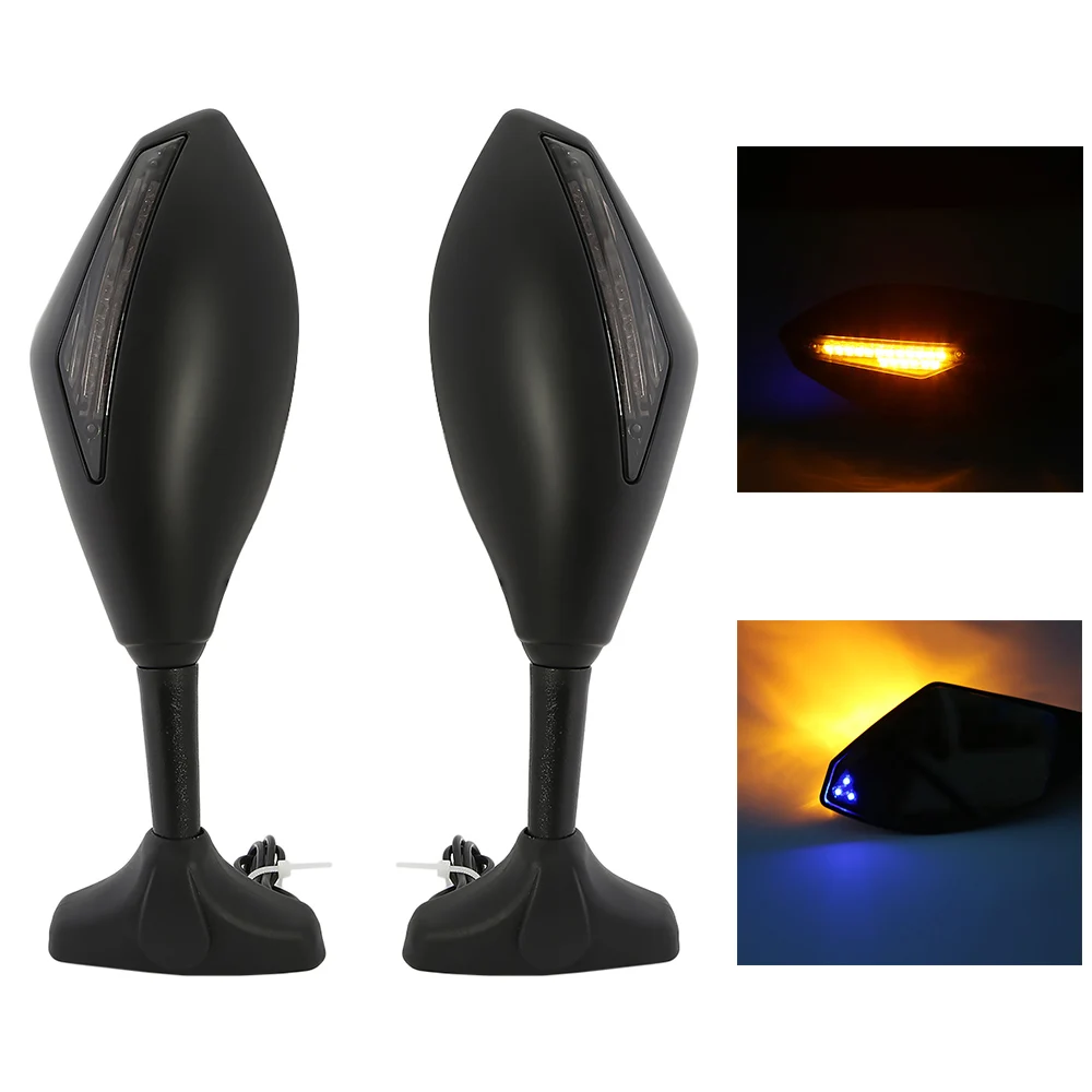 New Integrated Blue LED Turn Signal Lights Indicators Rearview Mirrors