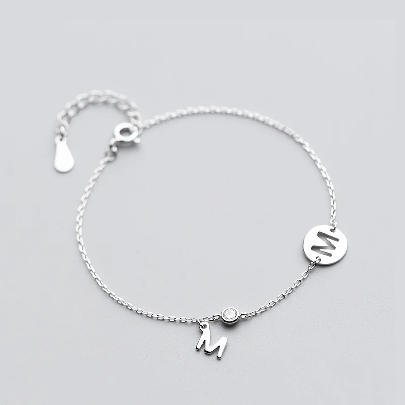 

La MaxZa Silver 925 Bracelet Women Round Hollow Letter M Bracelets For Women Ladies 925 Sterling Silver Bracelet Letter 925