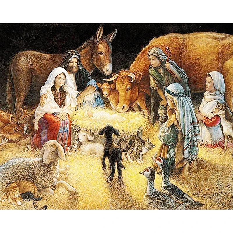 

Full Square/Round Diamond Embroidery Pattern Cross Stitch Jesus' Birth Rubik's Cube Diamond Painting DIY Mosaic Needlework Gift