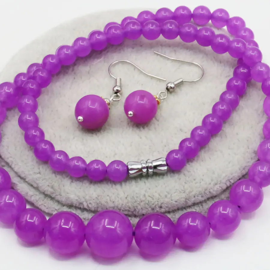 Hot Purple Violet Alexandrite 6 14mm Necklace Chain Earring Sets Beads
