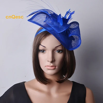 ROYAL BLUE Бордовый головной убор sinamay для свадьбы - Цвет: ROYAL BLUE