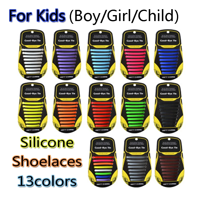 

12pcs/lot Silicone Shoelaces Elastic Shoe Laces Special No Tie Shoelace for Kids Child Lacing Rubber Zapatillas 13 Colors