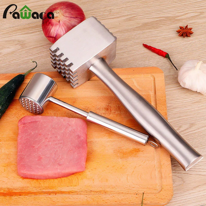 

Double Sided Meat Tenderizer Tool Stainless Steel Meat Hammer Pounders Cuber Machine Mallet Needle Knock-hammer Kitchen Tools