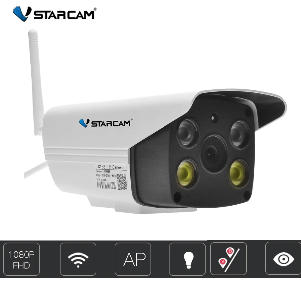 Vstarcam C18S 1080 P Водонепроницаемый wi-fi-камера для использования на улице CCTV полный Цвет Ночное Видение безопасности Камера инфракрасный Bulllet