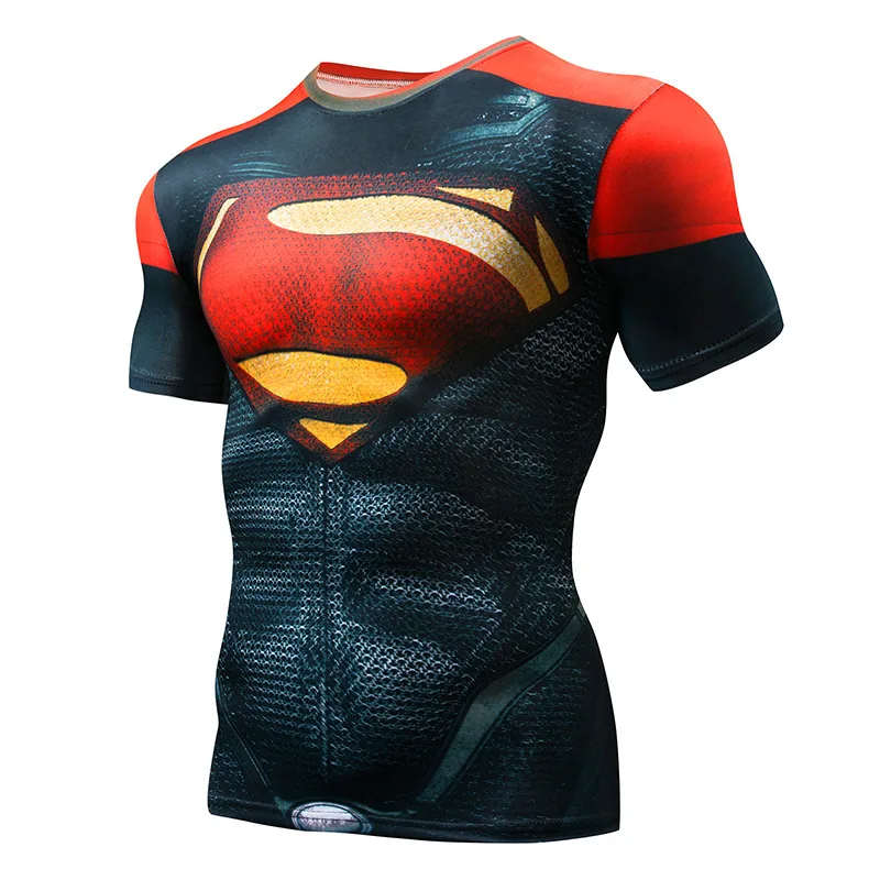 

NEW Hot Sale Superman Punisher Rashgard Musculation Shirt Men T-shirt Short sleeve Compression Shirts Gyms T-shirt