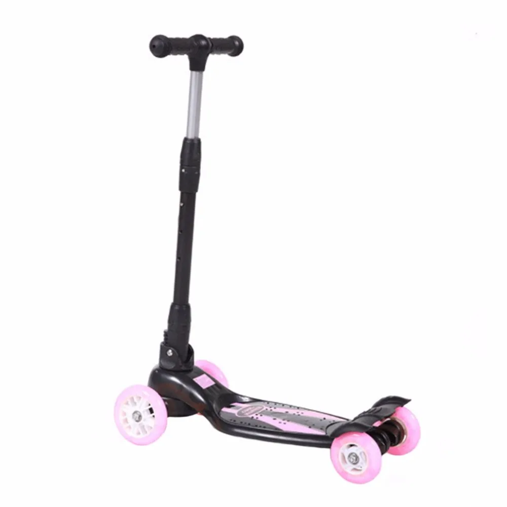 

Four Wheels Flashing Light Skateboard Children Scooter Adjustable Hand Bar 4 Tire Foldable Free-of-installation For Kids Walker