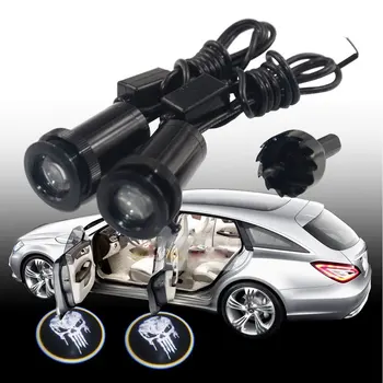 

Pale punisher Skull devil Car Door Step LED Welcome logo shadow Ghost LED Courtesy logo projection projector lights for BMW etc.