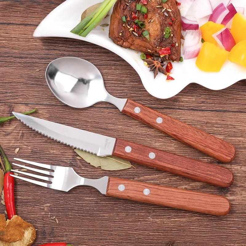 Wood cutlery set  (8)