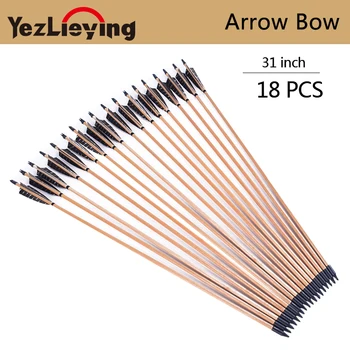 

18PCS Crossbow Hunting 31-Inch Pine Arrow with 5 Inch Turkish Real Feather For Compound Bow Outdoor Hunting Archery