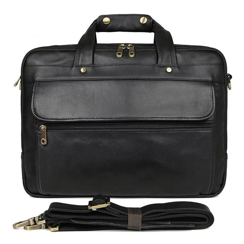 

2019 New Fashion Genuine Leather Men's Briefcase Leather Retro Messenger Bag Casual Business Bag Large Capacity Computer Bag