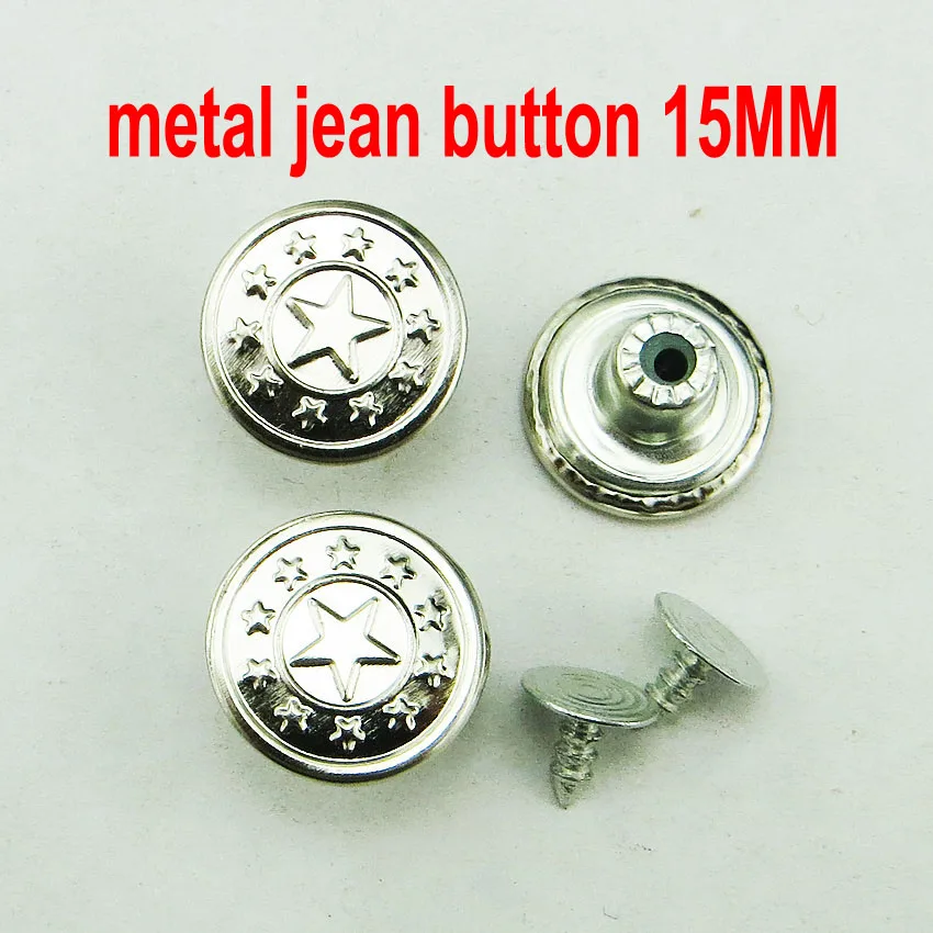 50PCS 15MM silver star jean buttons brand metal jeans button decoration