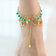 Boho многоэтажные Летний Пляж Ножные Браслеты Кистями Бусины Цепь Ноги Чешские Мода Sexy Ножной Браслет Браслет Для Женщин