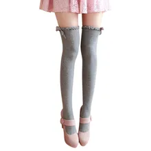 MUQGEW/гольфы для девочек, длинные носки для женщин, волнистые кружевные носки с бантом из ленты, пикантные носки, хлопковые облегающие носки для женщин,# y3