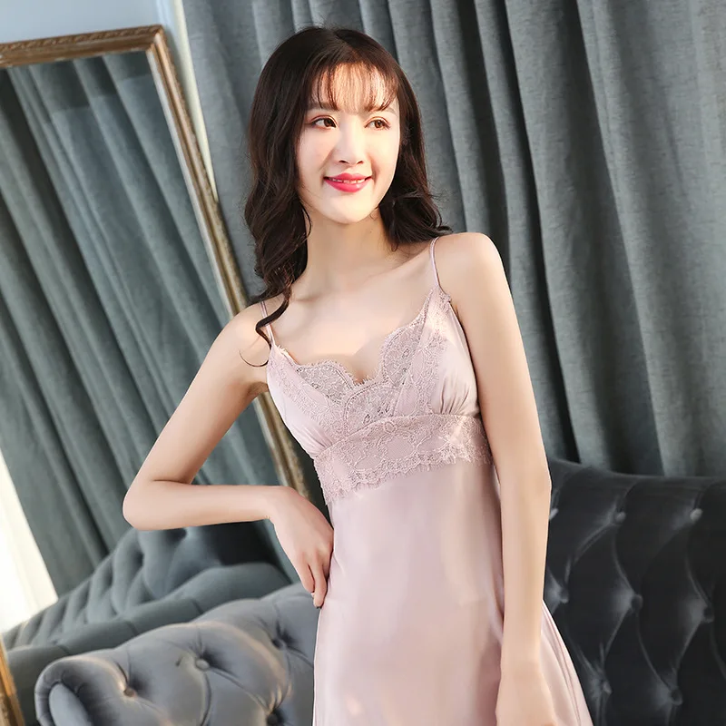 MECHCITIZ пикантный Шелковый Атласный Ночное платье Ночная рубашка без рукавов Femme Ночная рубашка кружево пижамы ночные рубашки для женщин