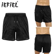 Мужские боксеры, шорты с эластичным поясом, прозрачные, на завязках, быстросохнущие пляжные шорты, плавки с сеткой, трусы