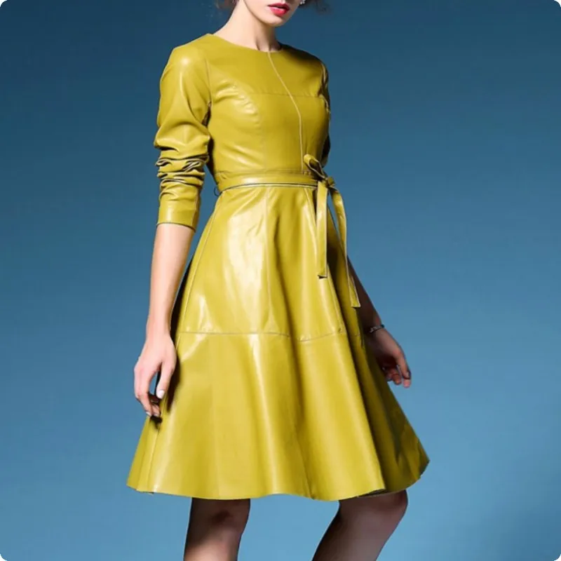 New Arrival Top Brand Lady's Long Sleeve Belted Clothes Female Fashion Faux Leather Slim Fit Long Jackets Coat Vestir Vestidos New Arrival Top Brand Lady's Long Sleeve Belted Clothes Female Fashion Faux Leather Slim Fit Long Jackets Coat Vestir Vestidos