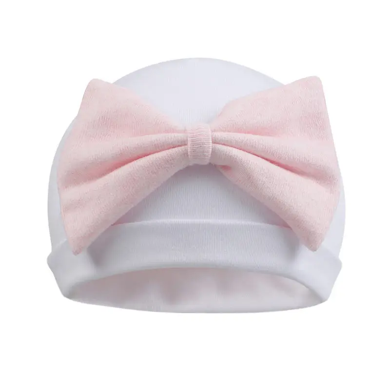 White Baby Beanie Hat Big Bowknot Newborn Boys Girls Hospital Cap High Quality Pure Cotton Soft Comfortable Infant Skull Hat Cap 2019 New (7)