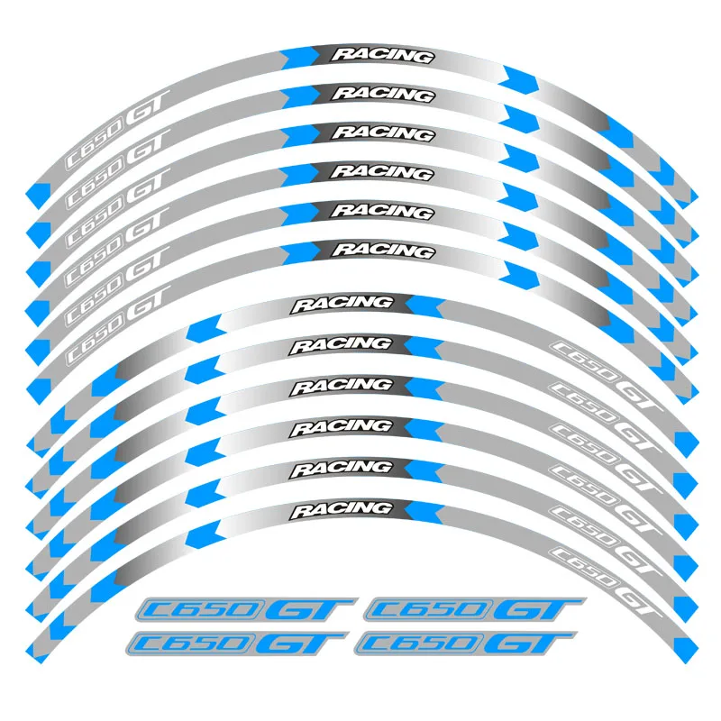 Новая высококачественная 12 шт. подходит мотоциклетная наклейка для колес полоса светоотражающий обод для BMW C650GT - Цвет: 5