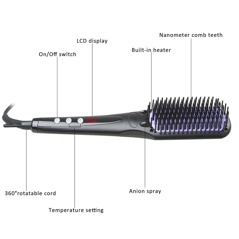 Jual Straightening Brush 2.0 Rambut Pelurus Sikat Anti Statis Pemanas Keramik Detangling Lebih Cepat Meluruskan Alat Styling