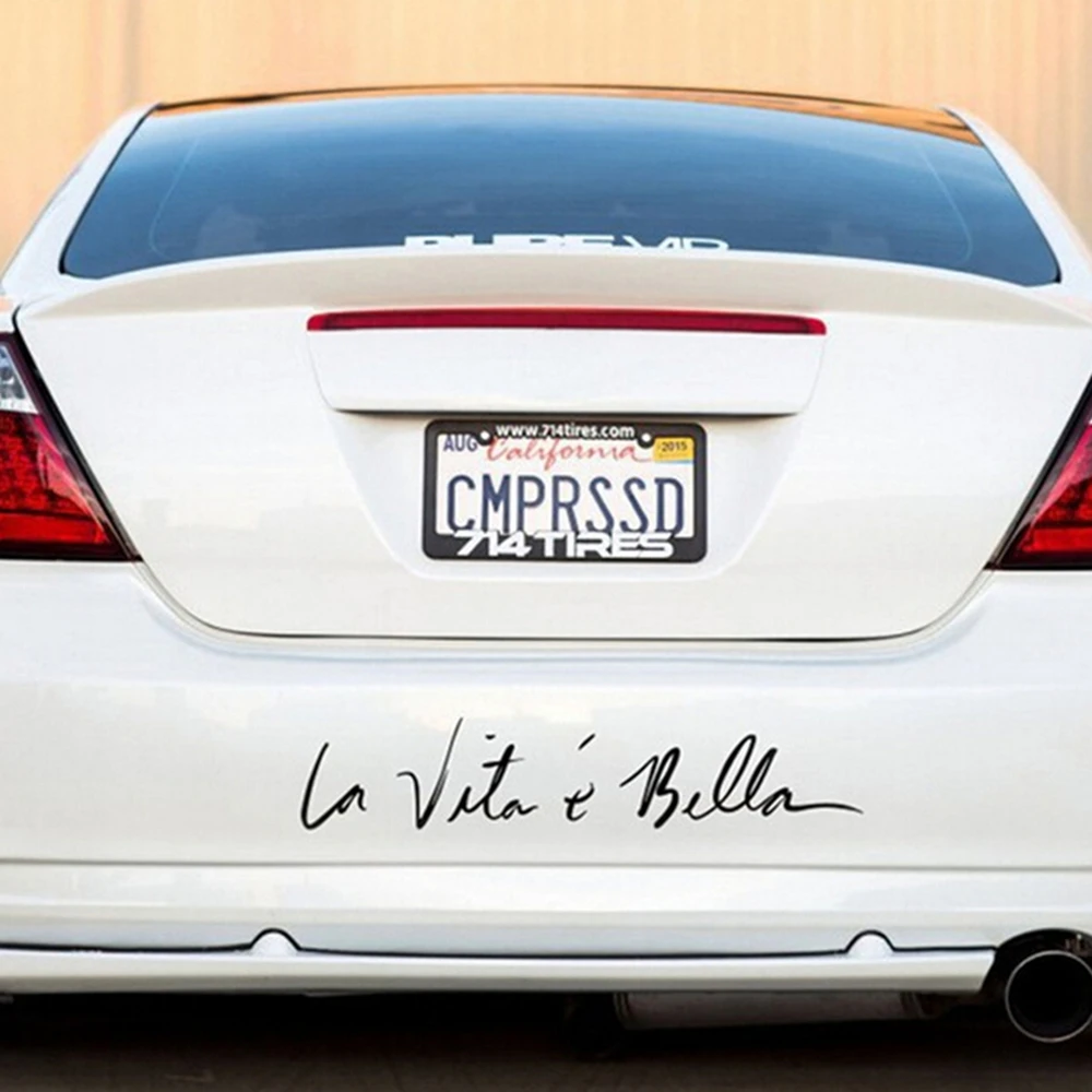 

40cm*8cm La Vita e Bella Car Stickers Vinyl Decal Personality Car Decoration Styling Accessories for volkswagen toyota chevrolet