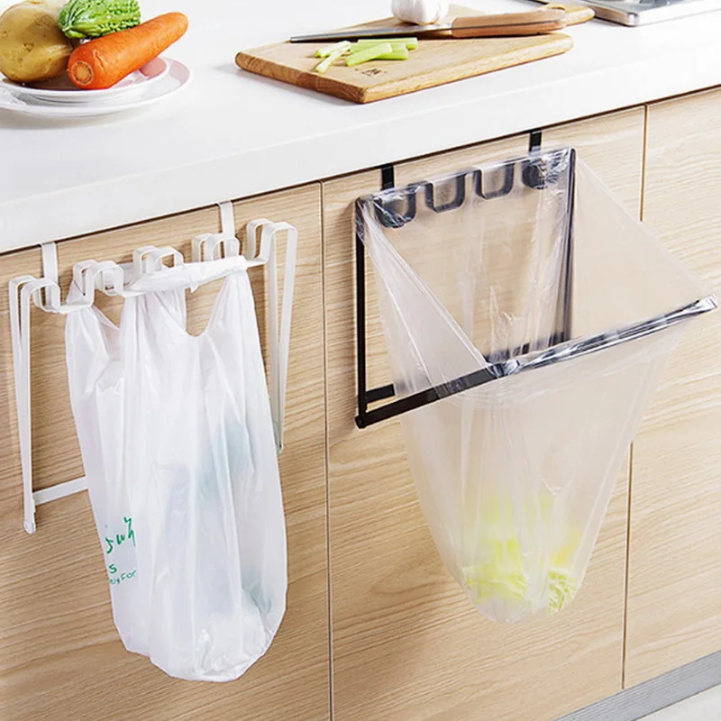 1Pcs Kitchen Cupboard Back Trash Bag Rack Door Garbage Bag