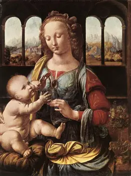 

High quality Oil painting Canvas Reproductions The Madonna of the Carnation (1480)by Leonardo Da Vinci Painting hand painted
