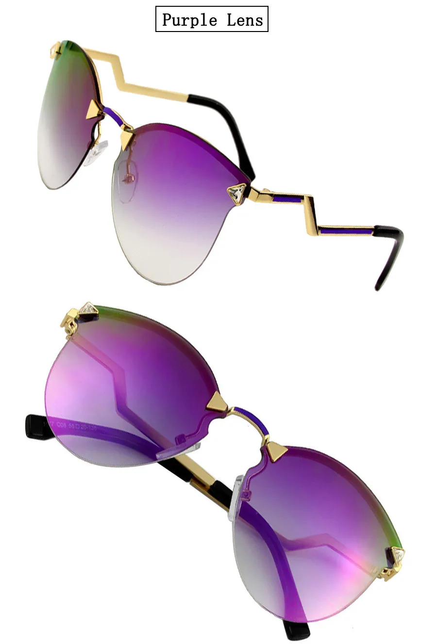 Солнцезащитные очки женские без оправы из сплава оправа «кошачий глаз» Роскошные модные солнцезащитные очки женские