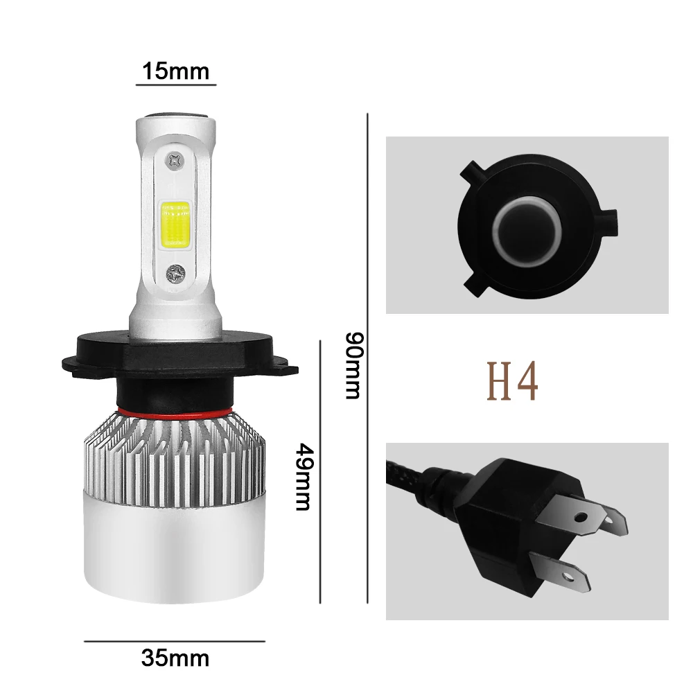 S2 светодиодные фары H7 H11 H1 H3 H13 9004 9007 9005 HB3 9006 HB4 9003 H4 HB2 светодиодный фар Лампа 12V 6000K 8000LM для автомобильных фар
