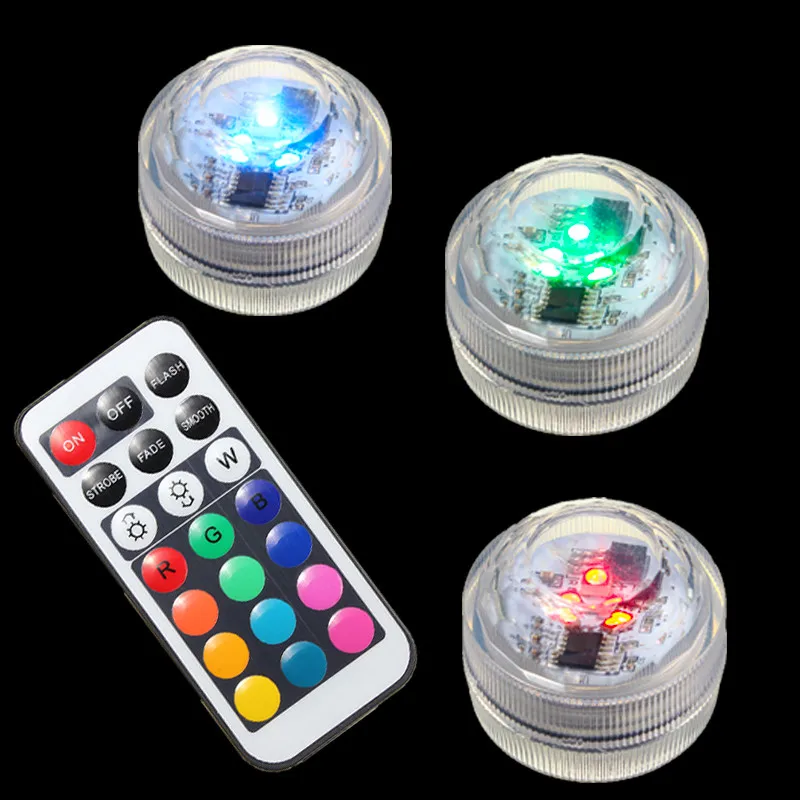 Мини 1 Вт 1,5 в RGB светодиодный светильник, цветная круглая свеча, подводная лампа с дистанционным управлением, водонепроницаемый IP65 декоративный светильник ing