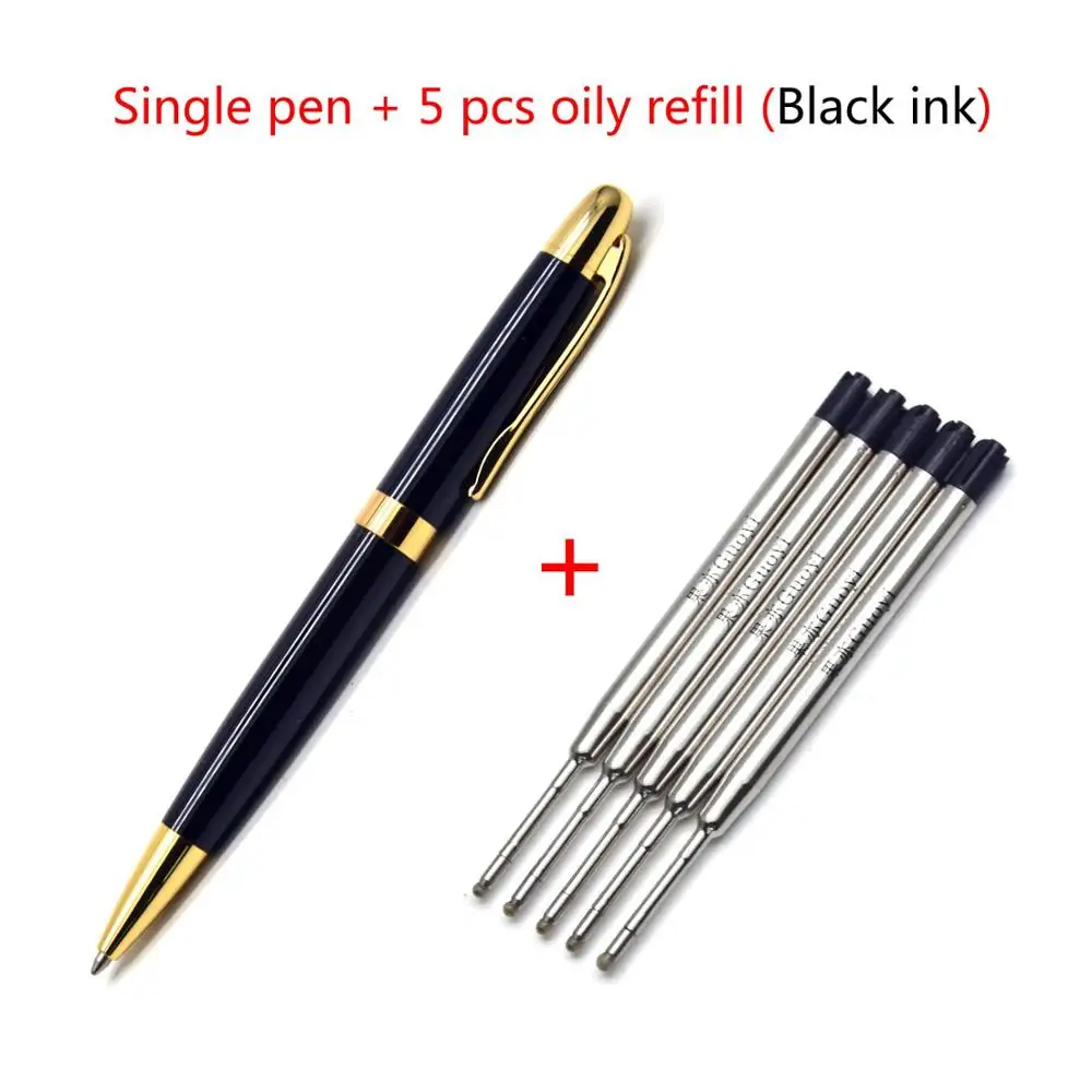 Guoyi Q318 высококачественная металлическая пишущая Шариковая ручка для школы, универсальные канцелярские принадлежности для офиса, подарочная ручка Guoyi, ручка для заправки - Цвет: Black-5 Black refill