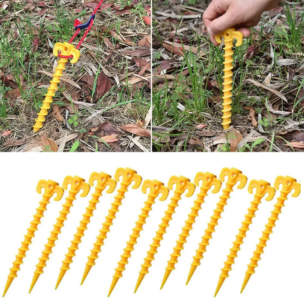 

10Pcs Windproof 20cm Strong Screw Outdoor Camping Trip Tent Peg Ground Nail SDF-SHIP