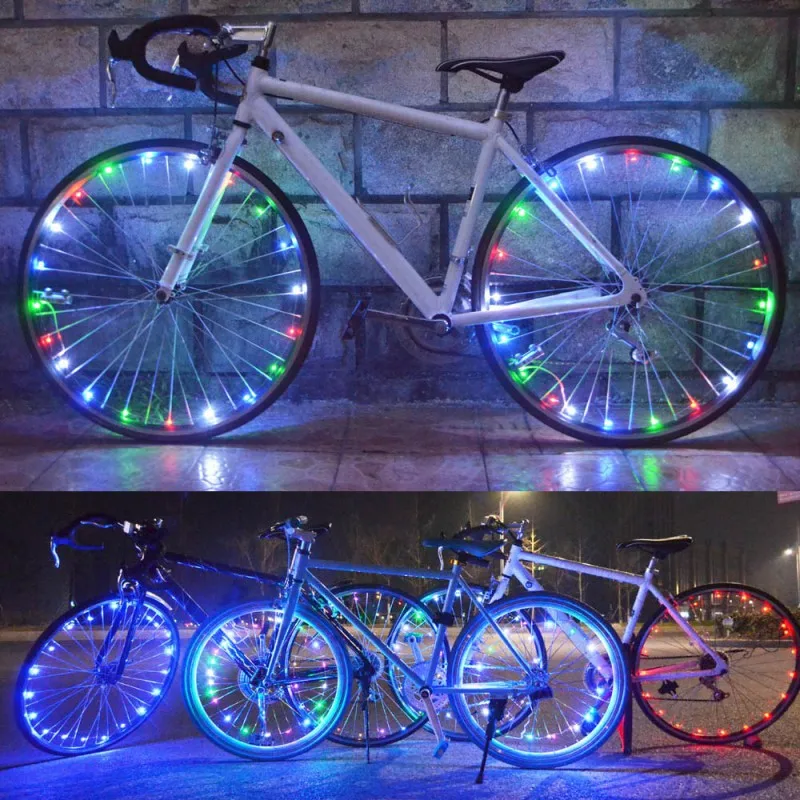 20 светодиодный фонарь для велосипедного колеса велосипеда, велосипедная шина, неоновый светильник со спицами, цветная лампа для ночной езды, безопасные предупреждающие огни