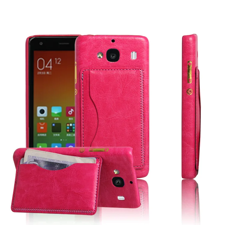 For Xiaomi Redmi 2 Case HongMi Fashion Luxury PU Leather Cover Shell With Card Holder Stand Cases black HM Hongmi2 Redmi2 RM |