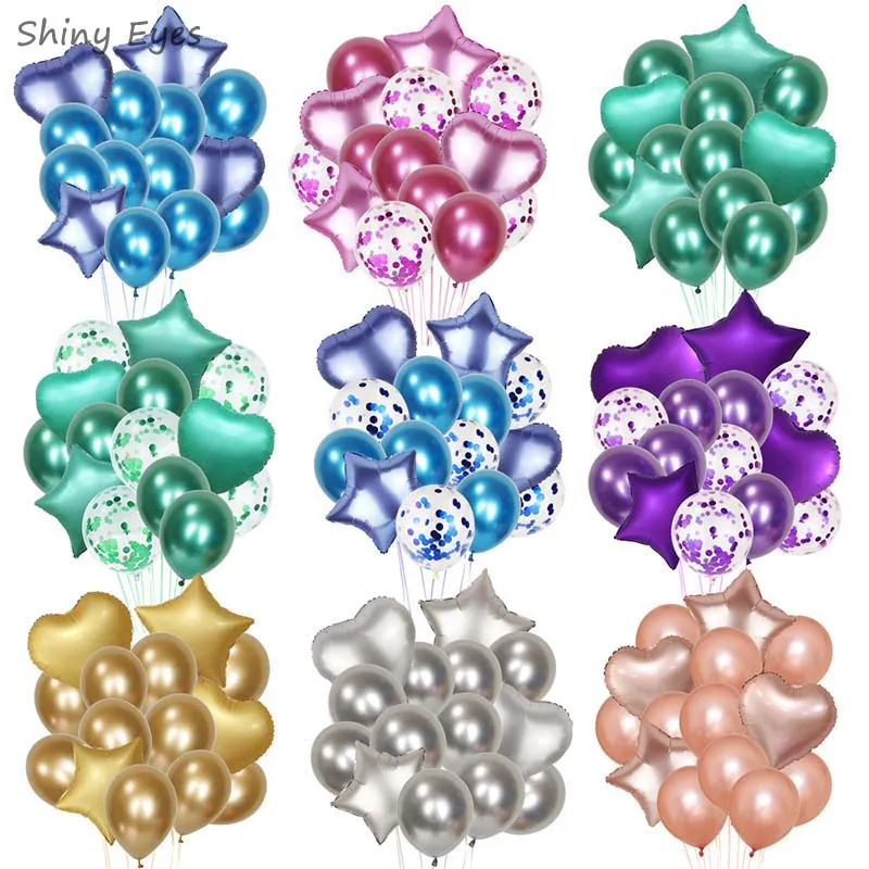 

Shiny Eyes 12inch 14 Pcs Latex Metallic Balloons Birthday Balloons Helium Shiny Balloons Birthday Ballon Decor Baloon