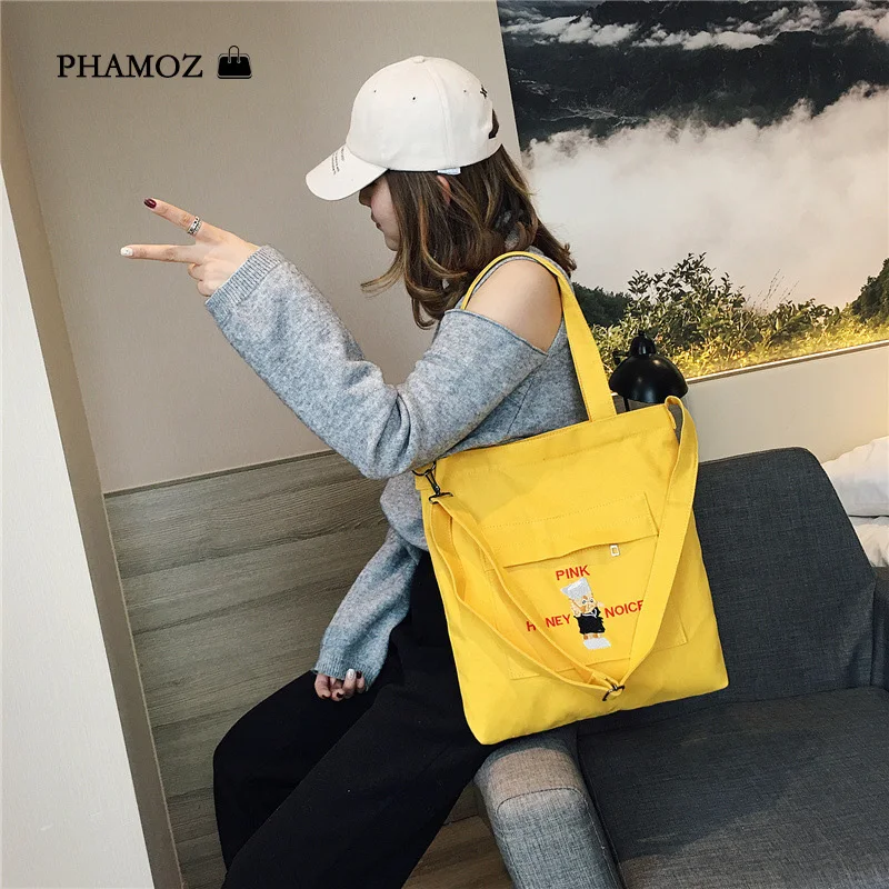 

Large Pocket Casual Tote Girls Shoulder bags Canvas for Woman