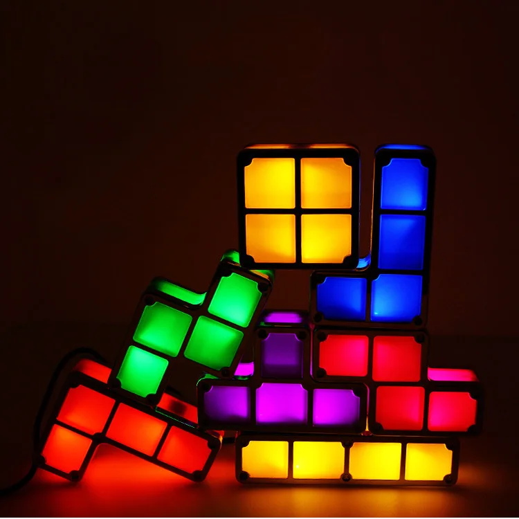 DIY Tetris Blocks Light Stackable LED Desk Lamp Constructible Block
