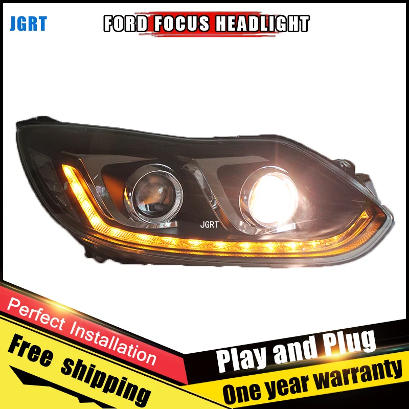 

Car Style LED headlights for Ford Focus 2012-2014 for Focus head lamp LED DRL Lens Double Beam H7 HID Xenon bi xenon lens