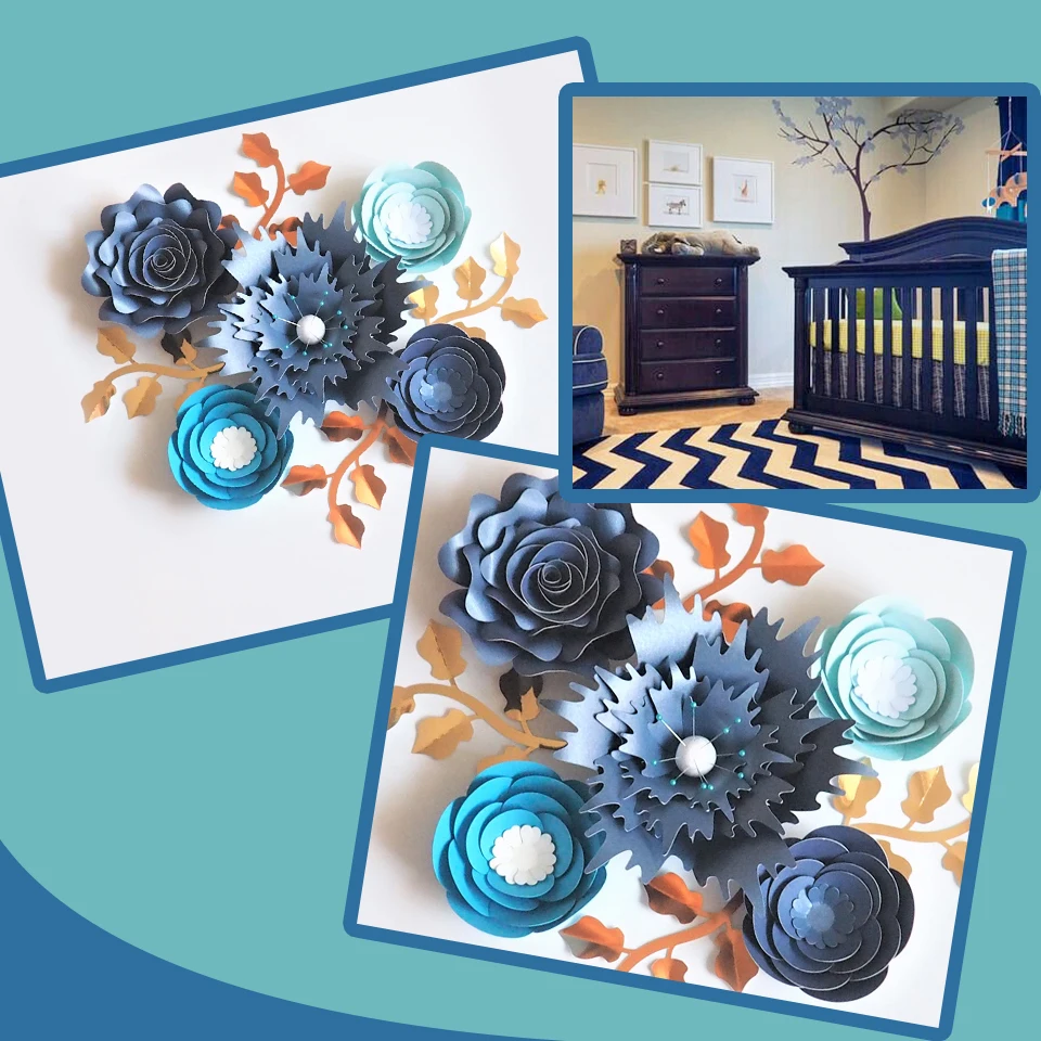 

Handmade Cardstock Rose DIY Paper Flowers Leaves Set For Wedding & Event Backdrops Decorations Nursery Wall Deco Video Tutorials