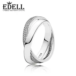 EDELL стерлингового серебра 100% 1:1 гламур 196547CZ обещание кольцо оригинальный для женщин Свадебные модные украшения 2018
