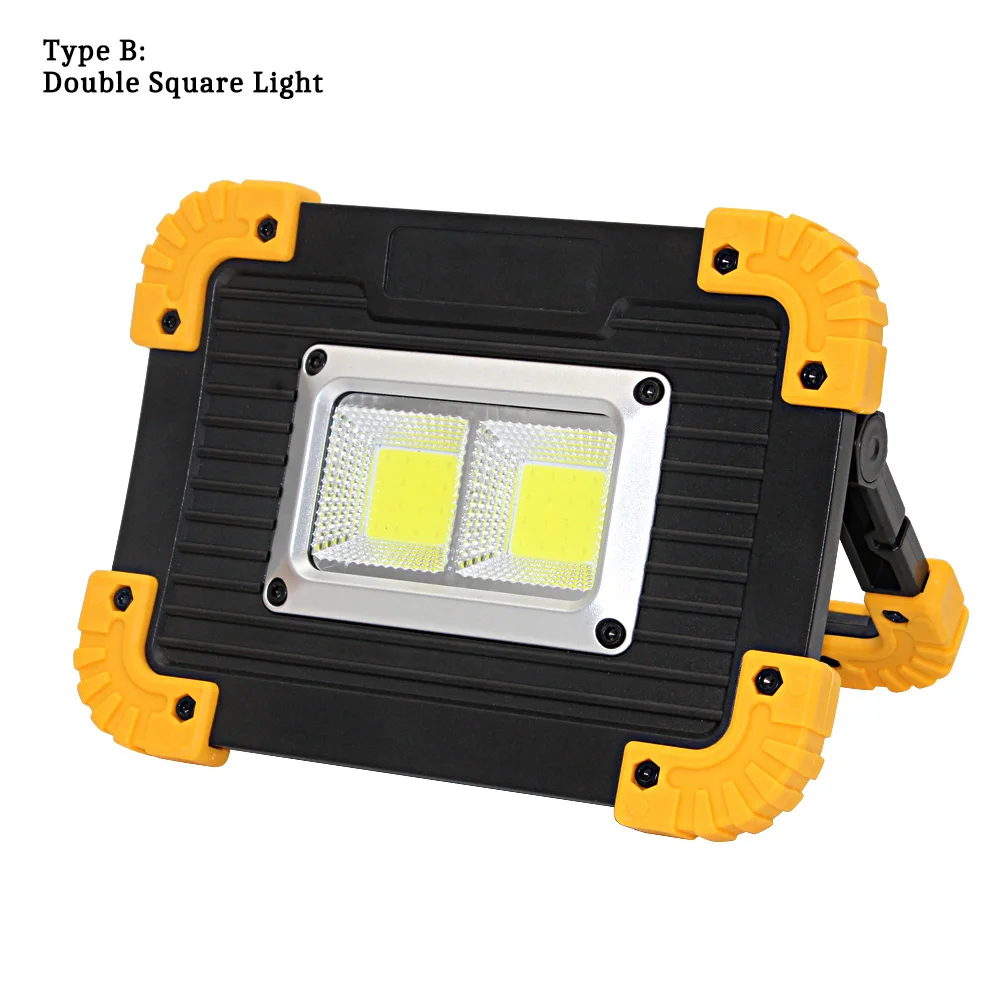 Double Square Light Светодиодный портативный Точечный светильник, самый мощный светодиодный светильник для работы, перезаряжаемый светильник, водонепроницаемый, для работы на открытом воздухе, для кемпинга, 18650 - Испускаемый цвет: Double Square Light