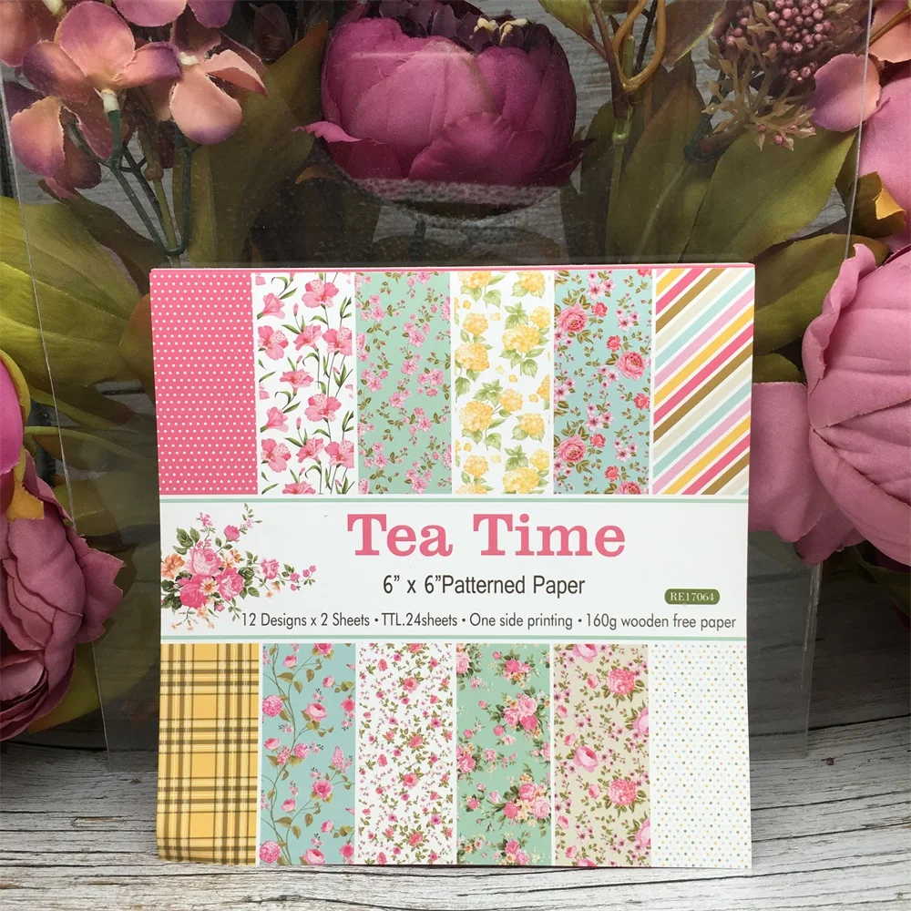 

24pcs/Pack 6*6inch 15.2cm Afternoon Tea Time Patterned Paper Pack for Scrapbooking DIY Happy Planner Card Making Journal Project