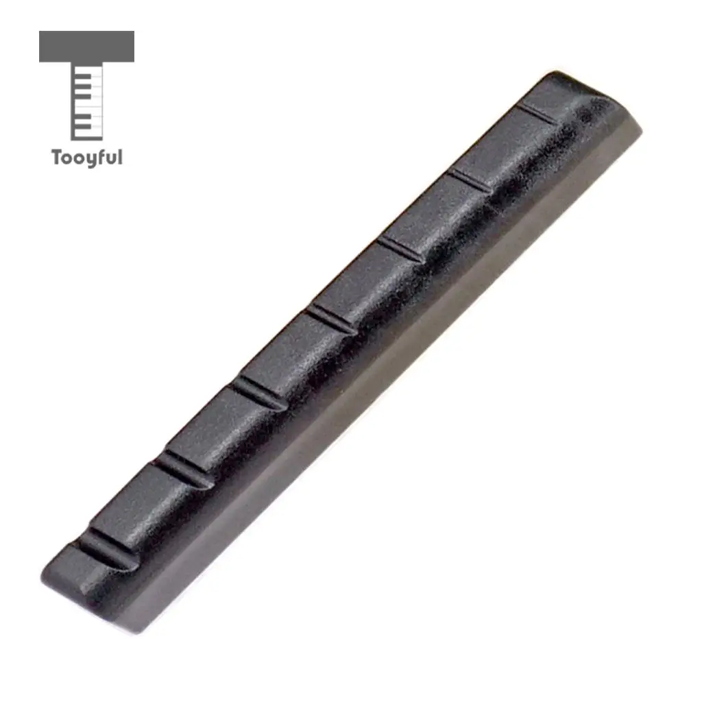 Tooyful Set of 2pc Black Plastic Slotted Nut & Saddle for 7 String Ukulele Guitar Parts Replacements