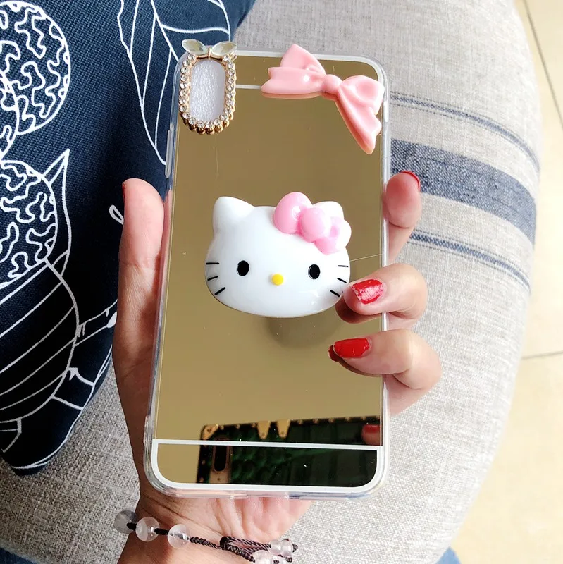 

Hello Kitty Cover For iPhone XS Max XR X 7 8 6 6S Plus Galaxy S8 S9 S10 Plus M20 M10 A50 A30 A70 A7 A8 A9 J6 J4 2018 Mirror Case