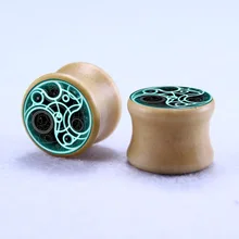 1 пара заглушка для ушей с логотипом, тоннели, заглушки для ушей, пирсинг расширитель уха, дерево, тоннель, заглушки для сережек 8 мм-20 мм