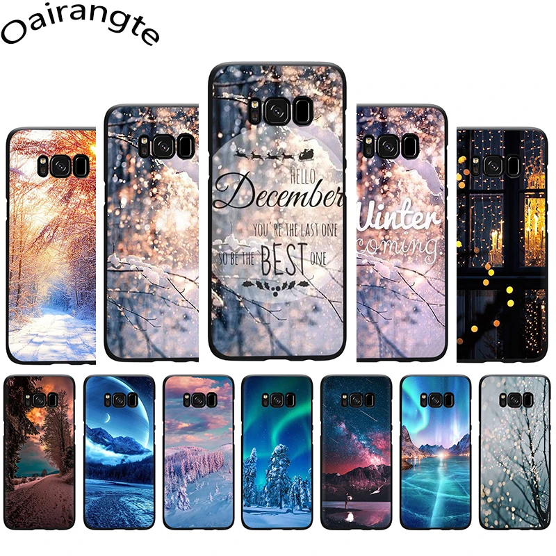 

Landscape Winter Light Snow Soft Phone Cover Case For Samsung Galaxy M10 20 30 S6 7 Edge S8 9 10 Plus Note8 9