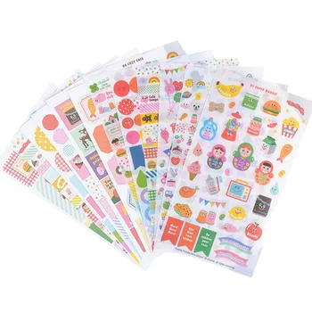 

24 Sheets Korean Cute Animal Stickers Fresh Paper PVC Transparent Sticker Set Diary Planner Scrapbooking Decorative Label Kids