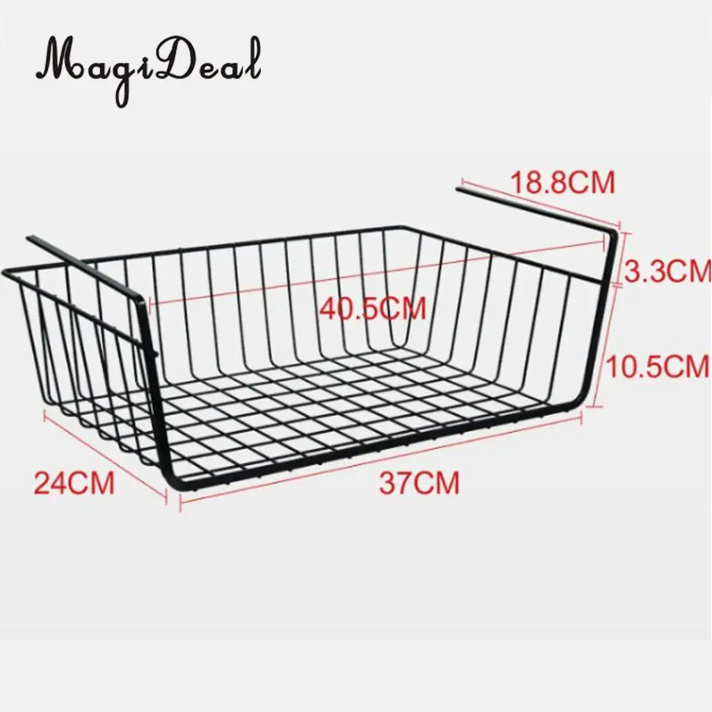 MagiDeal Household Storage Under Shelf Rack Organizer Basket for Table Cupboard Black Storage Basket for Bathroom Triangular