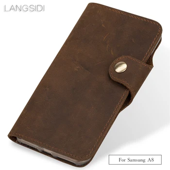

Wangcangli brand phone case leather retro flip phone case For Samsung Galaxy A8 cell phone package All handmade custom