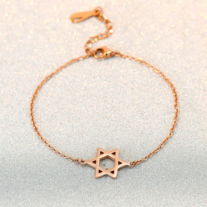 

18KGP Rose Gold Color Titanium Steel Lucky Star Bracelet Women Fashion 316L Stainless Steel Bangle Jewelry (GB109)